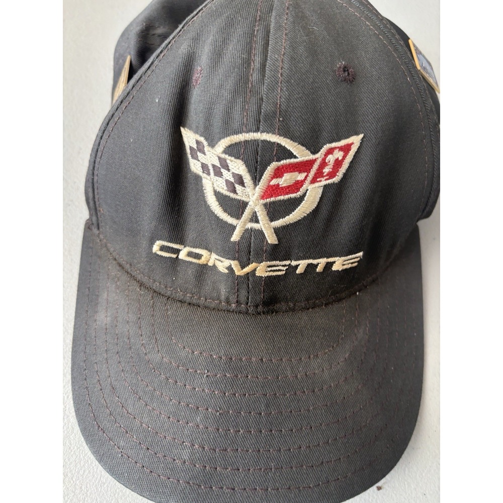 CORVETTE Chevy‎ GM Race Motors Mens Black Hat Cap WITH TWO EUREKA SPRINGS PINS